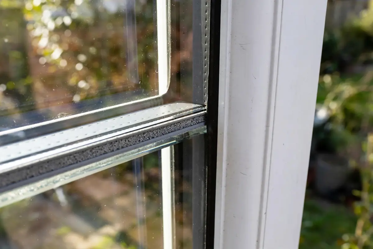 Double glazed window showing two glass layers