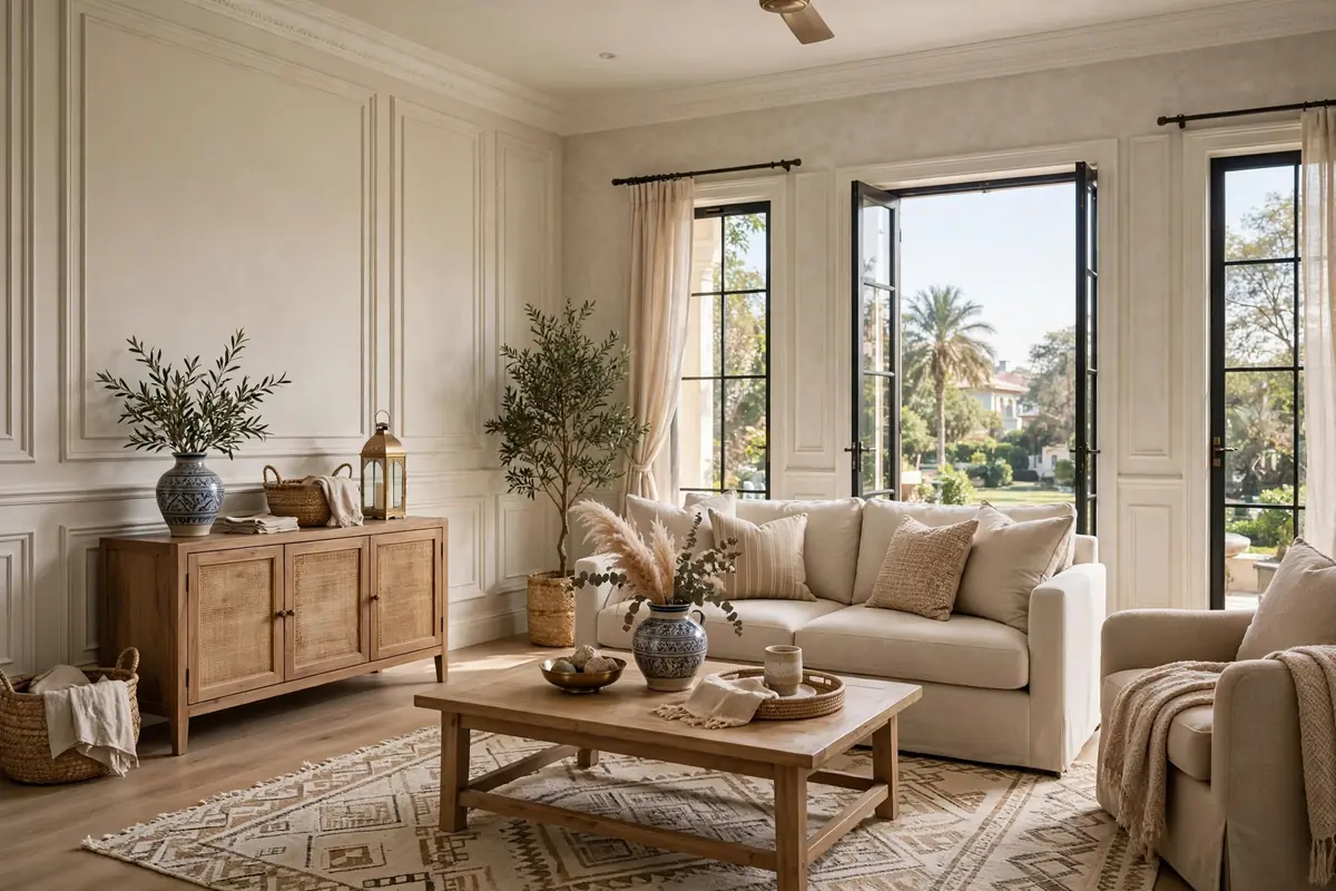 French wall molding in an elegant living room