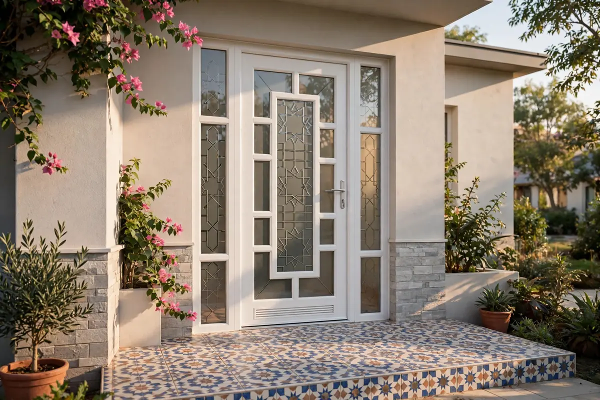 uPVC entrance door on a Pakistani house