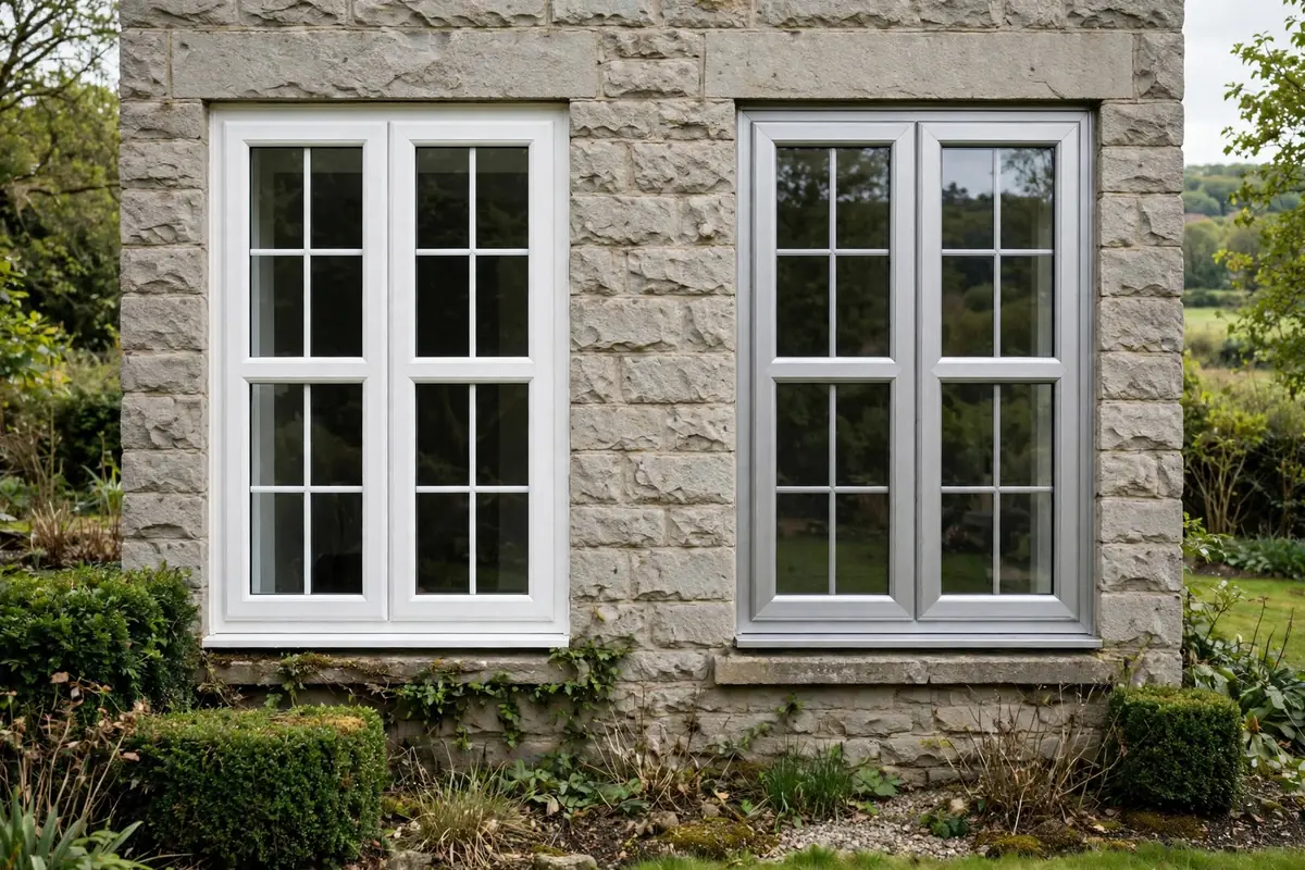 Side-by-side comparison of uPVC and aluminium windows