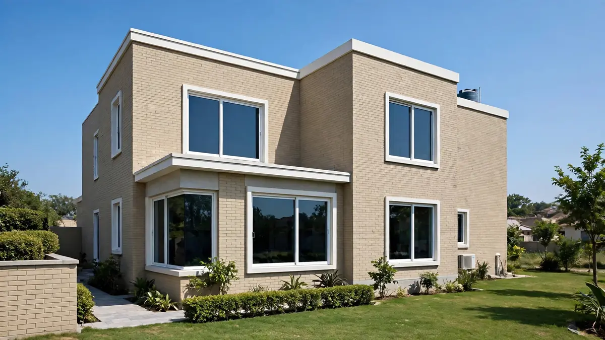 Modern uPVC windows installed in a Pakistani home exterior
